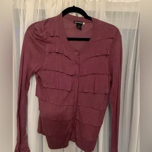 Super soft, tiered front, hip length cardigan